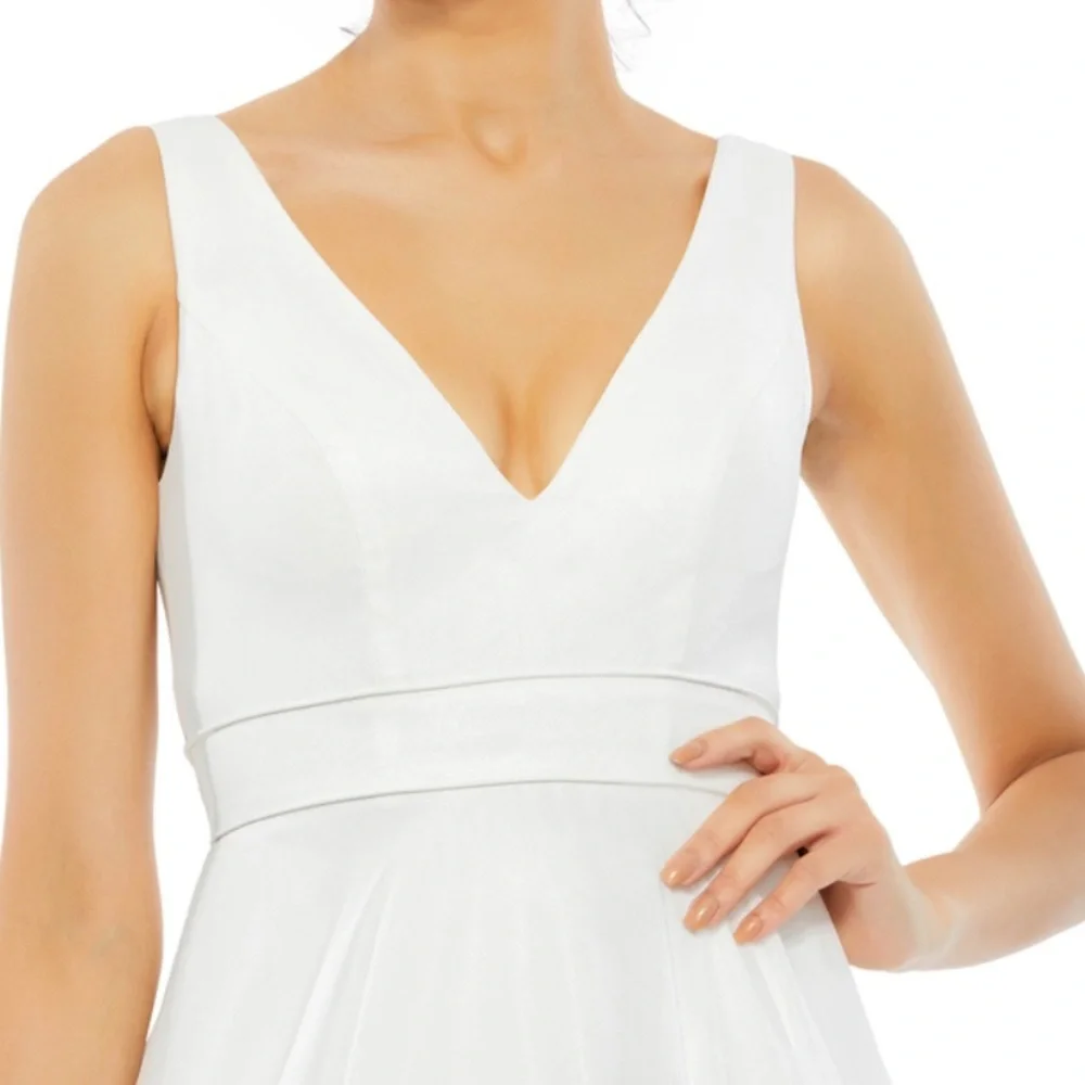 NEW IEENA for MAC DUGGAL 55272 White Chiffon Ball-Gown Wedding Dress Sz 0 - Picture 6 of 14